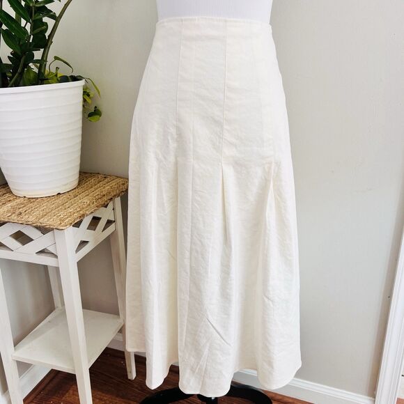 Dresses & Skirts - Forever 21 Cotton Linen Flax Blend White Natural Earthy Lined Skirt Lagenlook XL